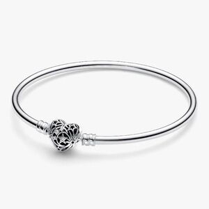 NEW Pandora Celestial Heart Sterling Bangle Bracelet 7.5”